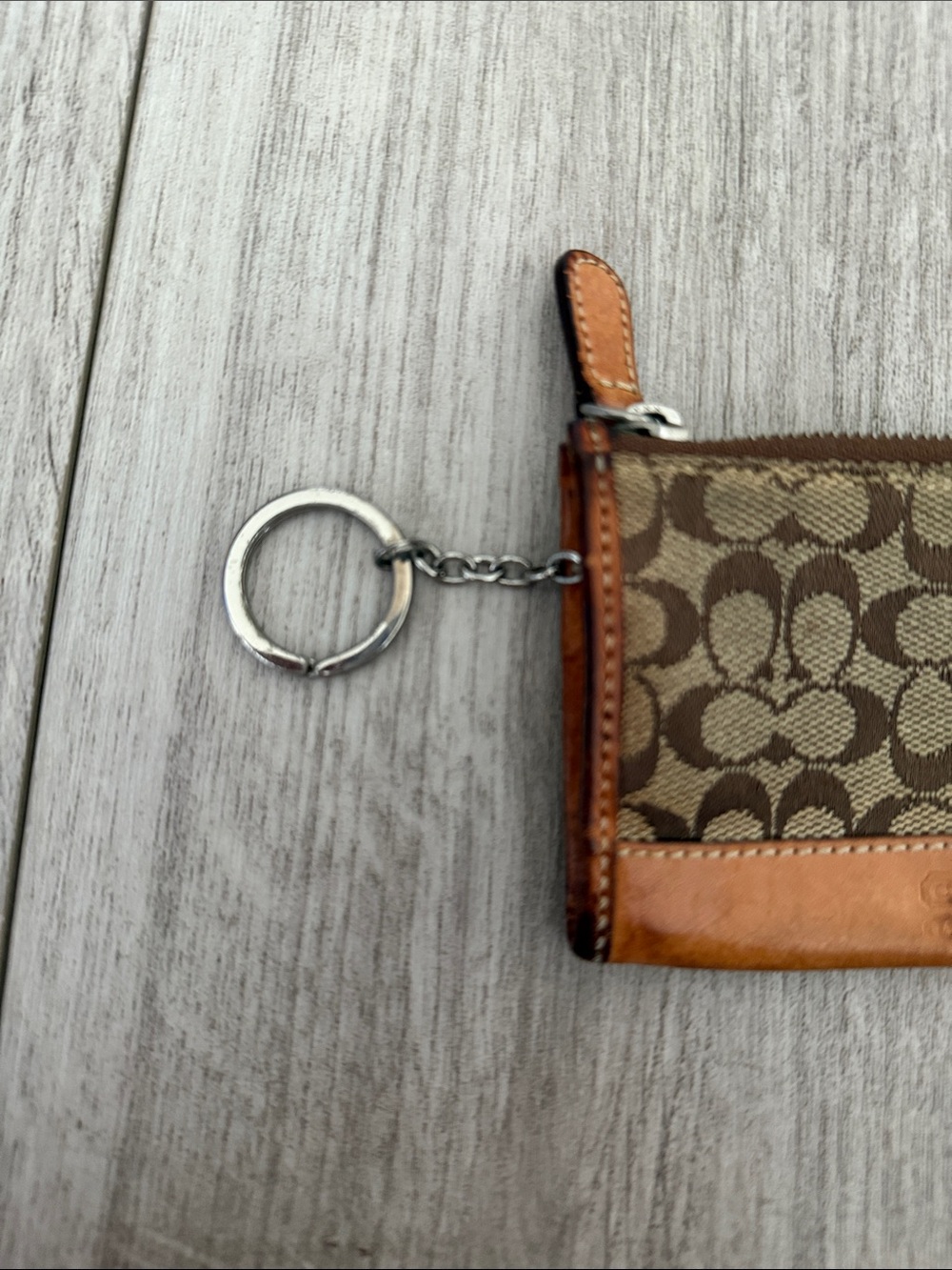 Coach signature Sable Brown ID card case zip coin purse keychain - Picture 5 of 5